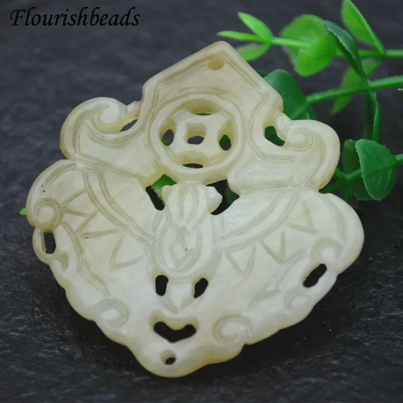 Various Shape Natural Antique Hsiuyen Jade Carved Antique Chinese Dragon Double Fish Chinese Knot  Lucky Wealth Pendant