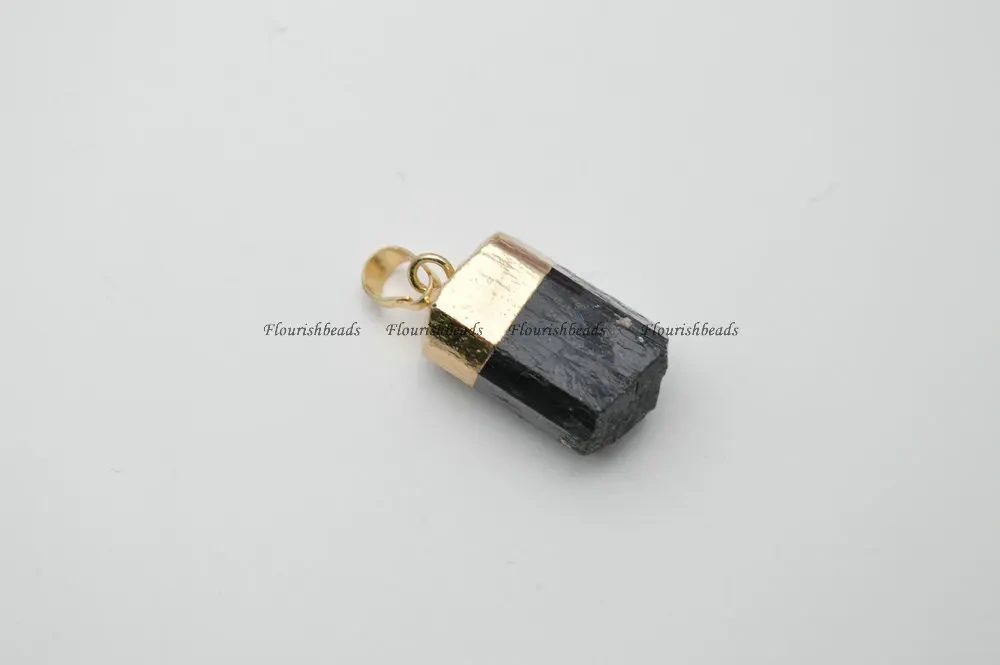 Natural Black Tourmaline Mineral Cyliner Tube Stone Pendants fit Necklace making