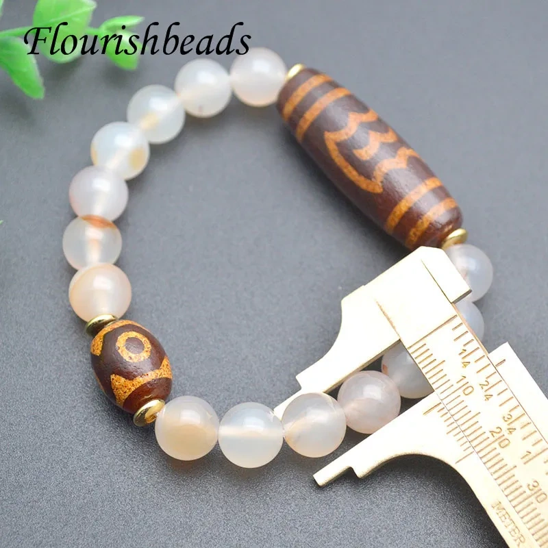 Tibetan Dzi Agates Stone Bracelet Charm Bracelet for Women Men Healing Jewelry Making