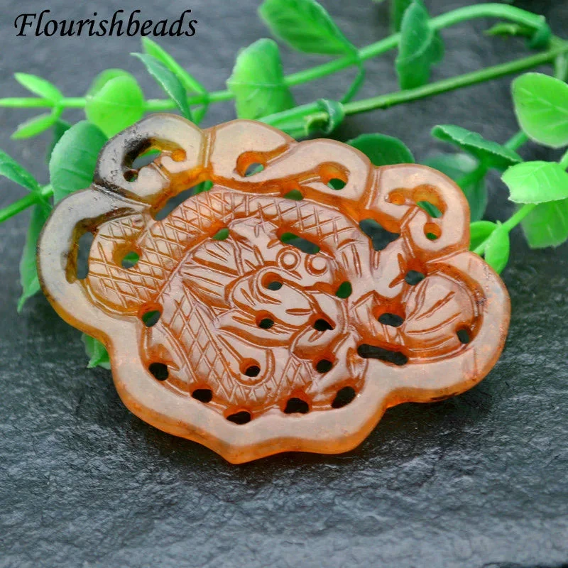 Natural Antique Hsiuyen Xiu Jade Carved Chinese Dragon Gemstone Pendant for Jewelry Gift 5pc Per Lot