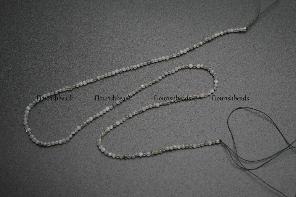 2mm Faceted Diamond Cutting Natural Labradorite Stone Round Loose Beads