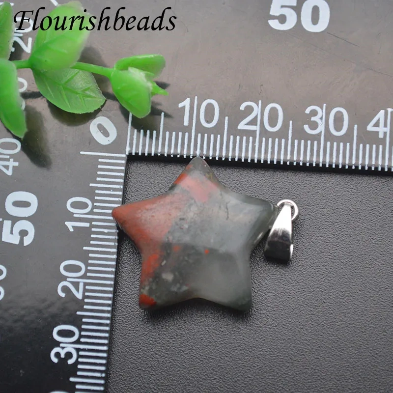5pcs Trendy Natural Stone Crystal Rose Quartz Tiger Eye Gemstone Star Necklace Pendant for Women DIY Fine Jewelry