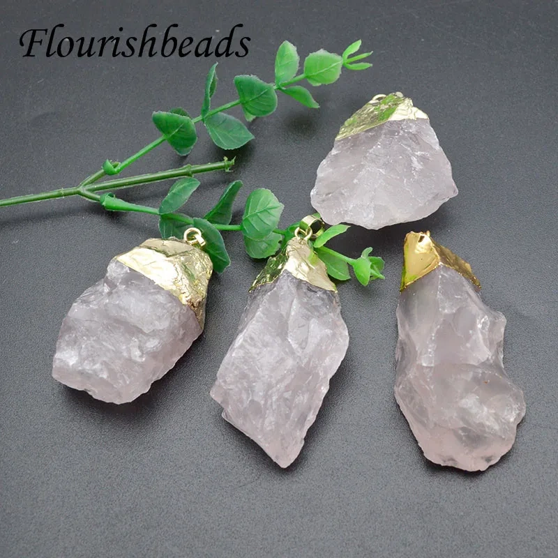 Irregular Natural Healing Stone Pendant Link Necklace Yoga Quartz Rose Crystals for Women Men Jewelry