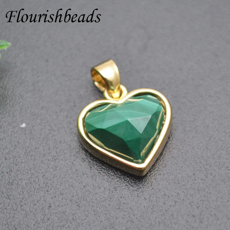 5pcs  Natural Stone Pendant Apatite Amethyst Sun Stone Heart Shape Charms DIY Earrings Necklace Accessories for Fine Jewelry