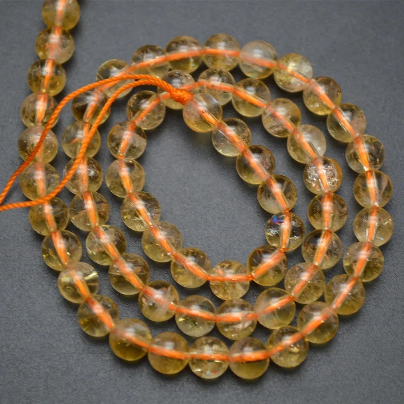 4mm~14mm High Quality Natural Citrine Yellow Quartz Stone Round Loose Beads DIY Jewelry Necklace Making Materials