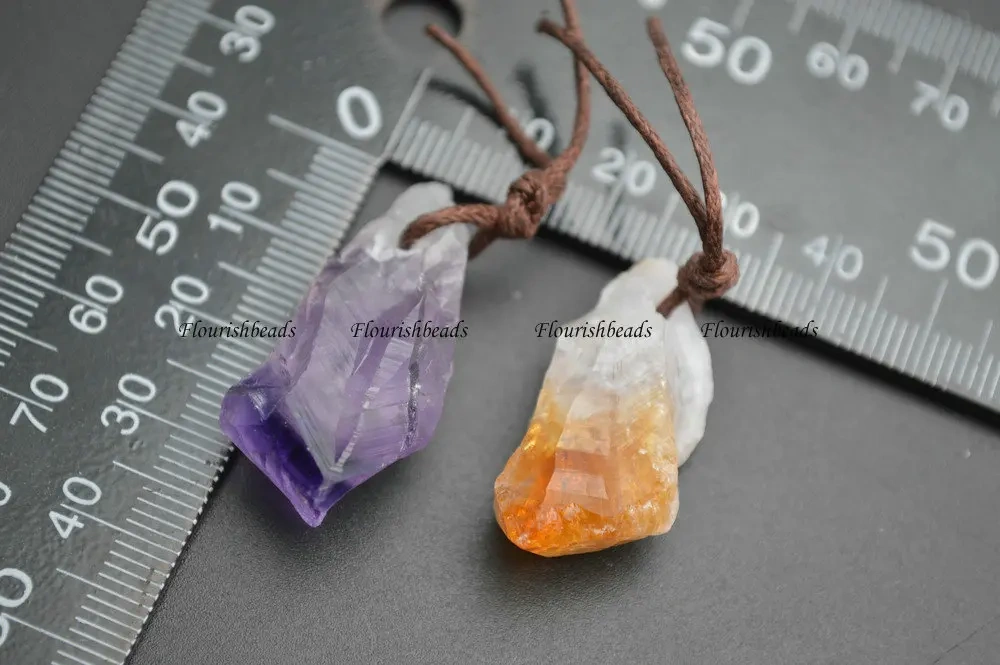 Small size Natural Roguh Citrine Mineral Quartz Stone Charm Pendants 10pc per lot