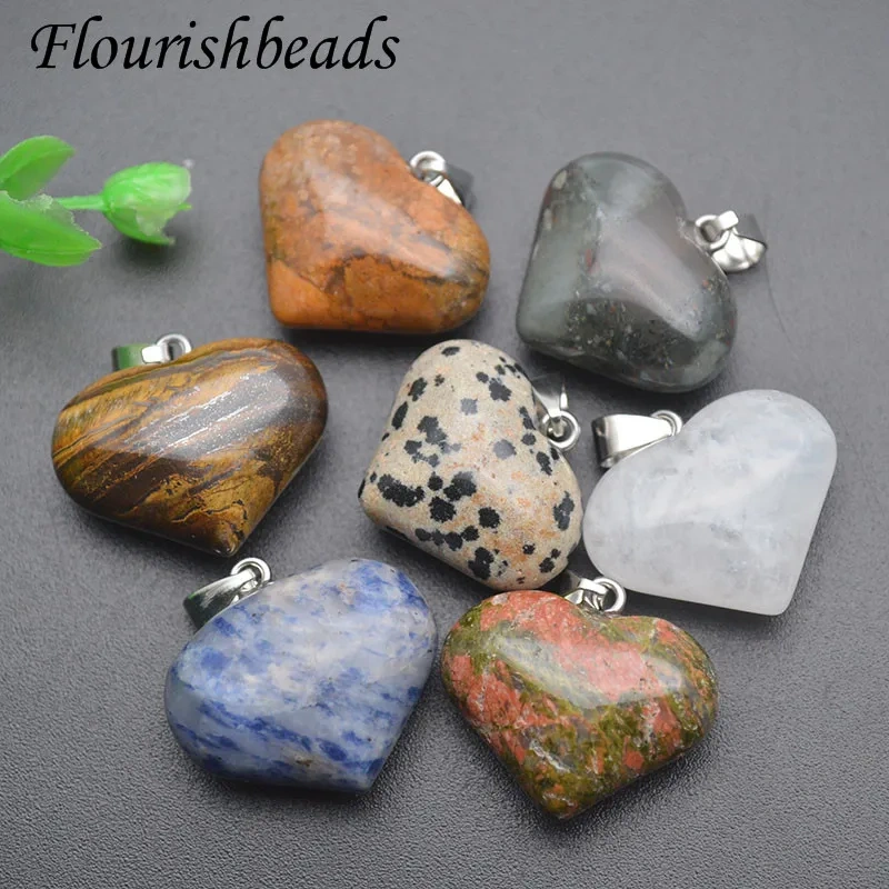 20x23mm New Design Fashion Natural Stone Heart Love Shape Charms Pendants for DIY Necklace Women Jewelry Making Supplies