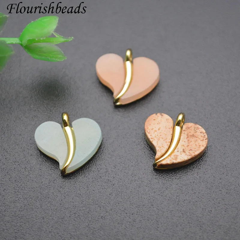 12x12mm New Style Sunstone Cute Love Heart Shape Charms DIY Earrings Necklace Gemston Pendant for Women Jewelry Making