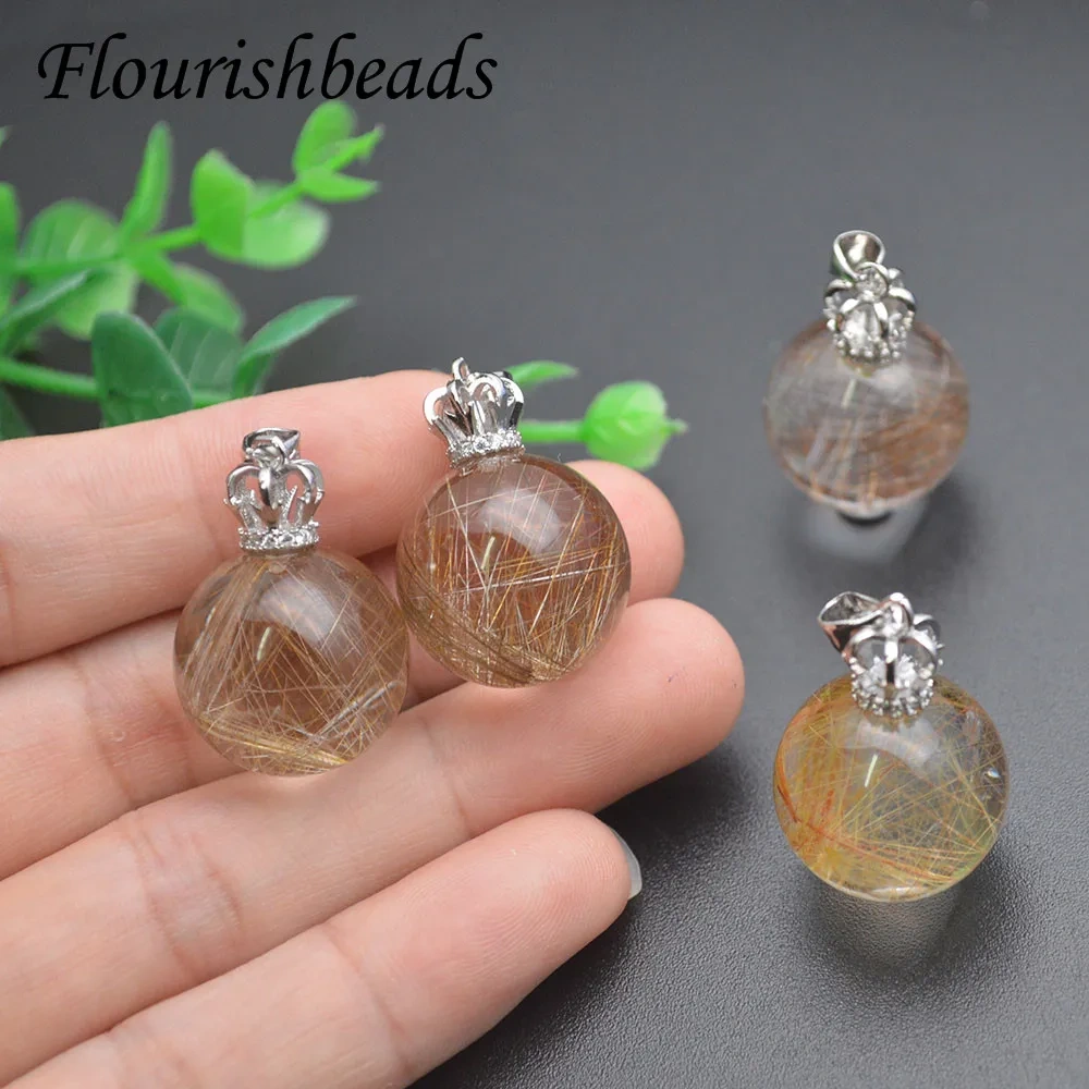 Beautiful Natural Gold Hair Quartz Pendant Round Beads Necklace for Women Wealth Luck Gemstone Reiki Crystal Energy Jewelry