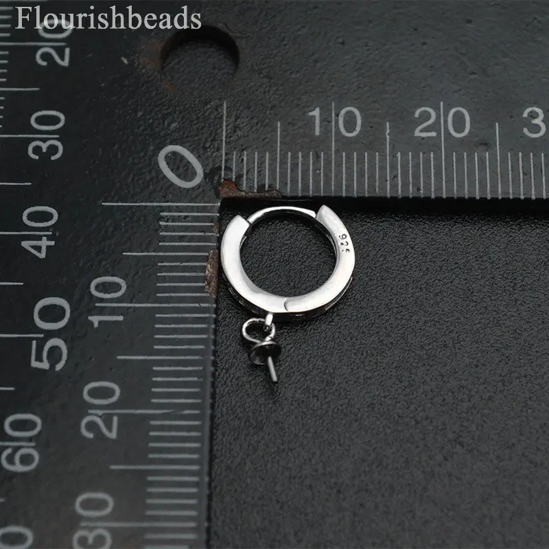 10pc Jewelry Findings CZ Paved Round Circle S925 Silver Earring Hooks Clasps Fit Half hole beads Dangle Earrings Making