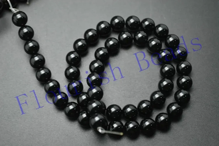 Natural Pure Black Onyx Agate Smooth Stone Round Loose Beads 2mm 4mm 6mm 8mm 10mm 12mm 14mm 16mm 18mm 20mm