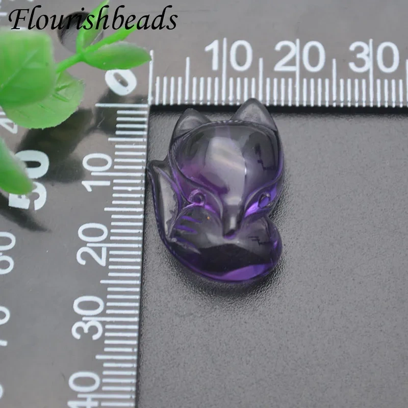 18x25mm Big Head Fox Natural Amethyst Quartz Animal  Pendant  for DIY Jewelry Making Accessories