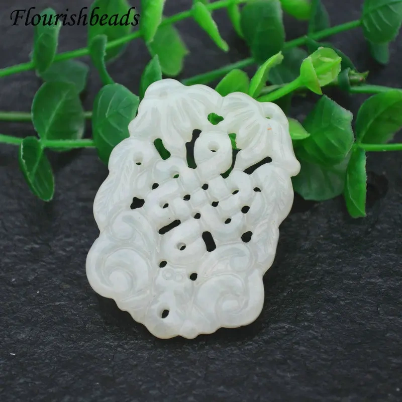 Various Shape Natural Antique Hsiuyen Jade Carved Antique Chinese Dragon Double Fish Chinese Knot  Lucky Wealth Pendant