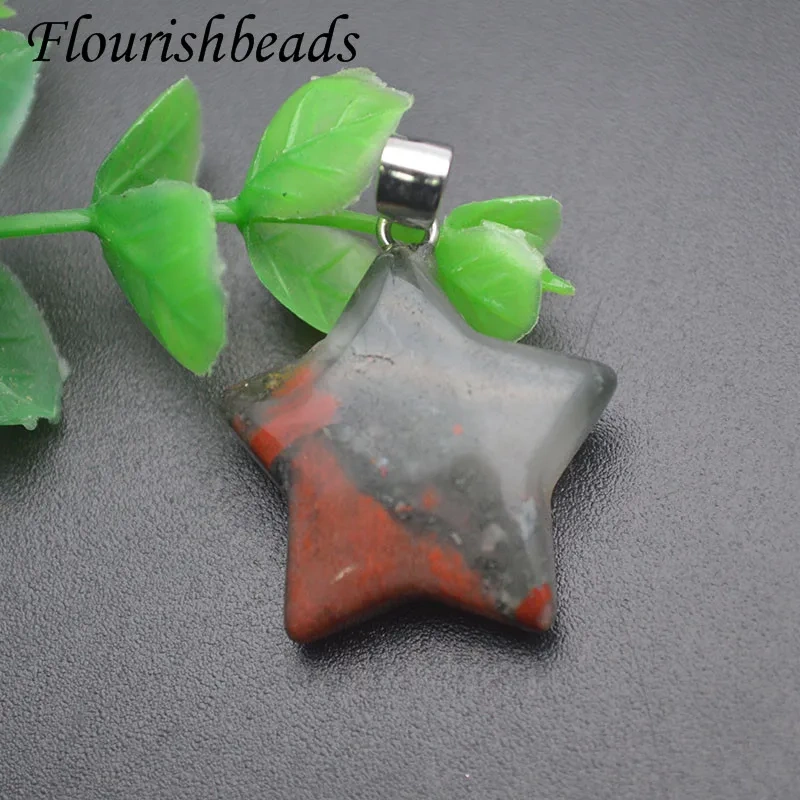 5pcs Trendy Natural Stone Crystal Rose Quartz Tiger Eye Gemstone Star Necklace Pendant for Women DIY Fine Jewelry