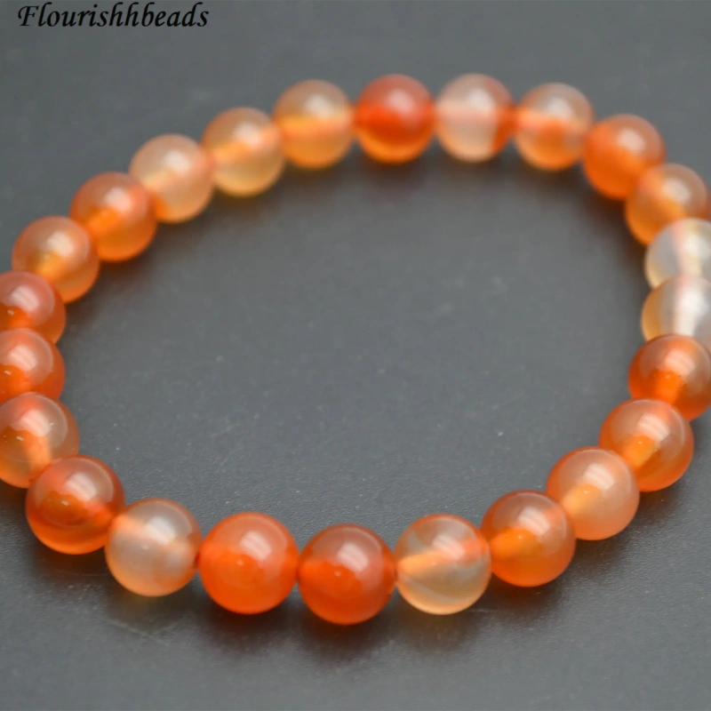 8mm Natural Red Carnelian Agate Stone Round Beads Elastic Line Beaded Bracelets Woman Jewelry