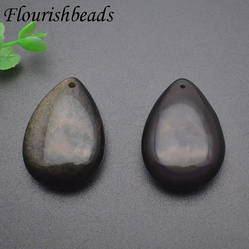 Healing Natural Black Obsidian Drop Shaped Pendant Men and Women Crystal Necklace Pendant Bare Stone Jewelry Souvenirs