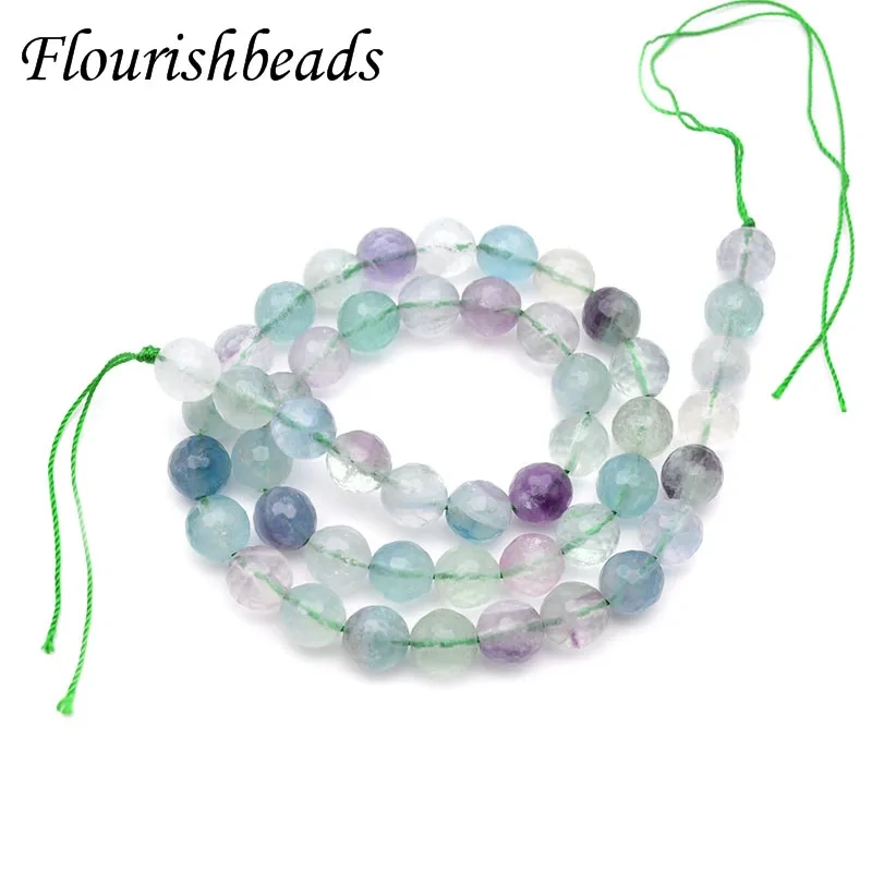 8mm Bead Natural Stone Mix Fluorite Faceted Round Loose Beads DIY Necklace Bracelet for Jewelry Making