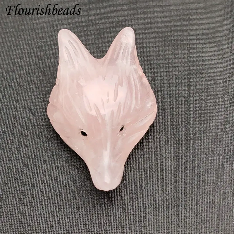 Cute Natural Rose Quartz Stone Carved Fox Pendant Fit Necklace Making Increase Luck with The Opposite Sex Jewelry