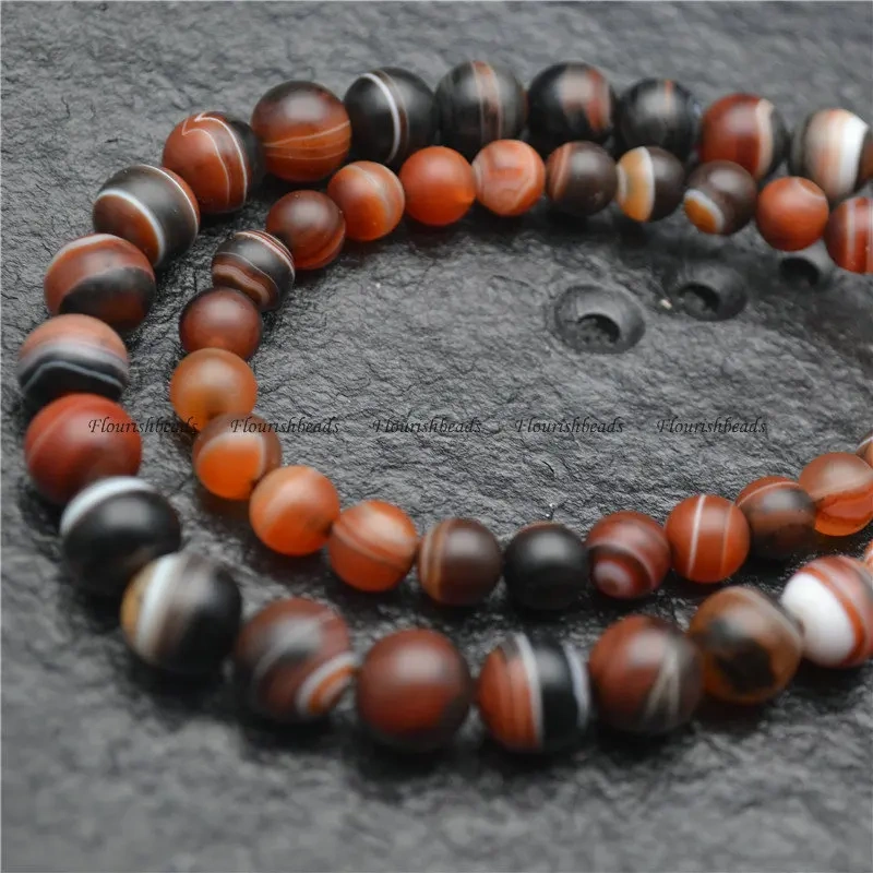 6mm 8mm 10mm 12mm Striated Natural Red Agate Round Beads Jewelry Making Earrings Necklace Stone Loose Beads 5 Strands