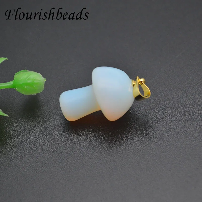 10pcs/lot Mix Natural Stone Quartz Crystal Amethyst Agates Mushroom Shape Pendant for DIY Jewelry Making Accessories