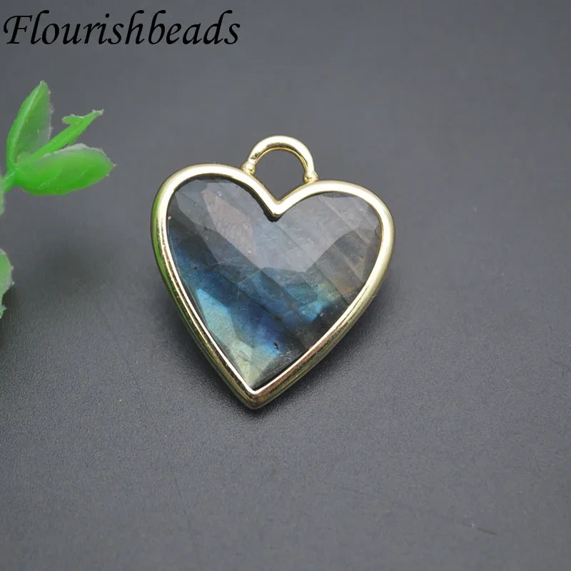 Gold Plated Natural Rose Quartz Amethyst Crystal Heart Shape Pendant Reiki Forever Love Charms Fashion Jewelry