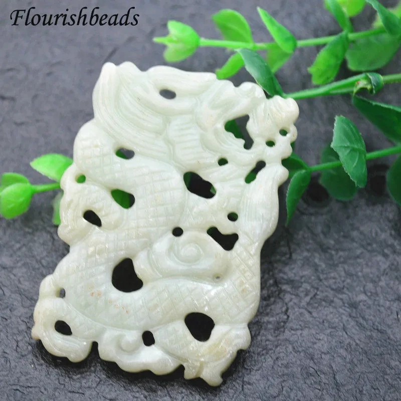 Various Shape Natural Antique Hsiuyen Jade Carved Antique Chinese Dragon Double Fish Chinese Knot  Lucky Wealth Pendant