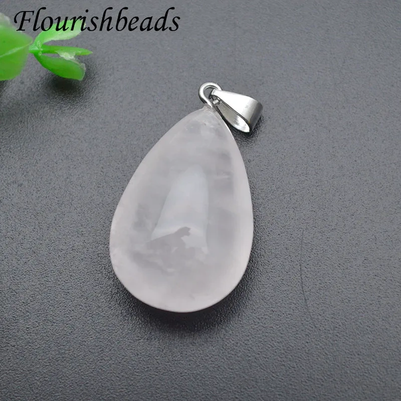 Wholesale Multi Color Natural Onyx Agate Crystal Oval Pendant Smooth Drop Shape Charms for DIY Necklaces Making