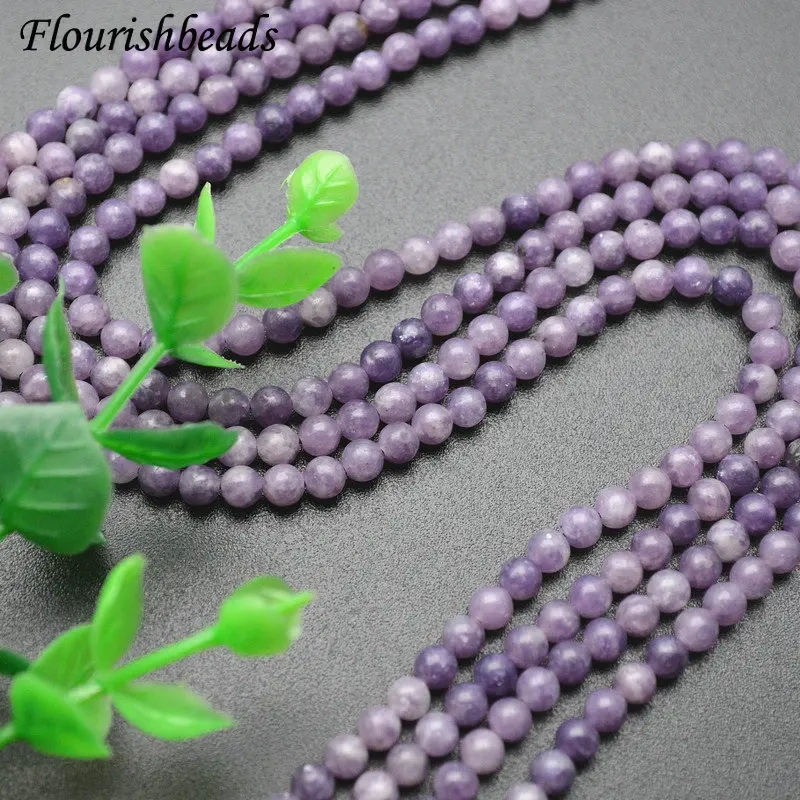 5 strands Natural Lepidolite Stone Round Loose Beads fit Necklace Bracelets Making 4mm 6mm 8mm 10mm