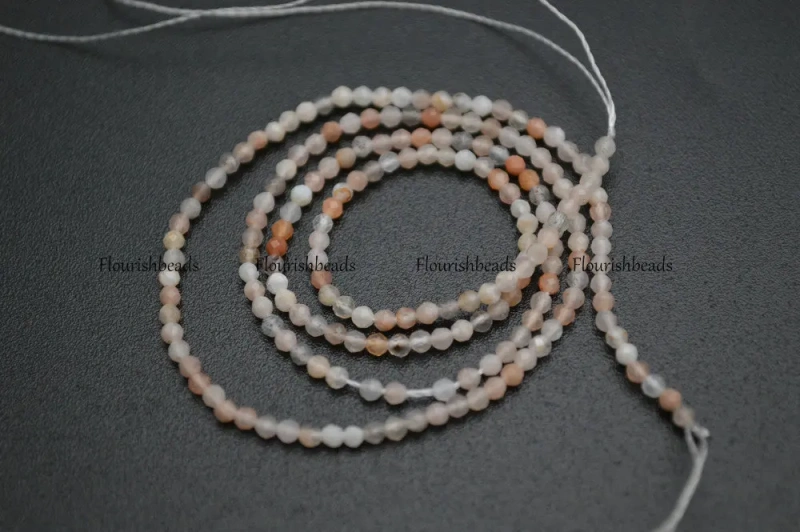 2mm Faceted Diamond Cutting Mix color Natural Sunstone Round Loose Beads