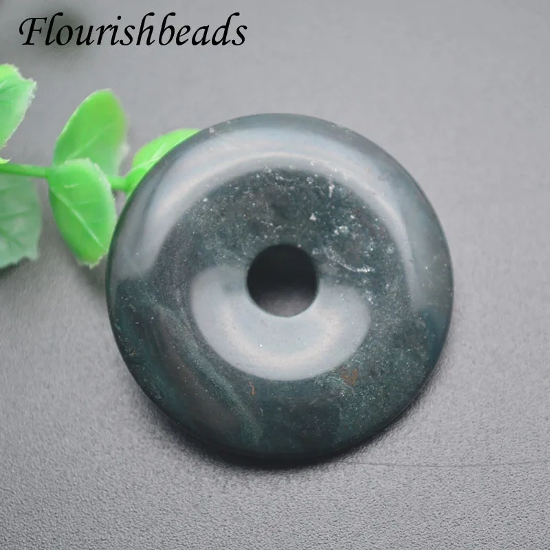 Big Size 40-50mm Natural Stone Round Crystal Agate Quartz Stone Exquisite Donut Pendant for Necklace  Jewelry Making