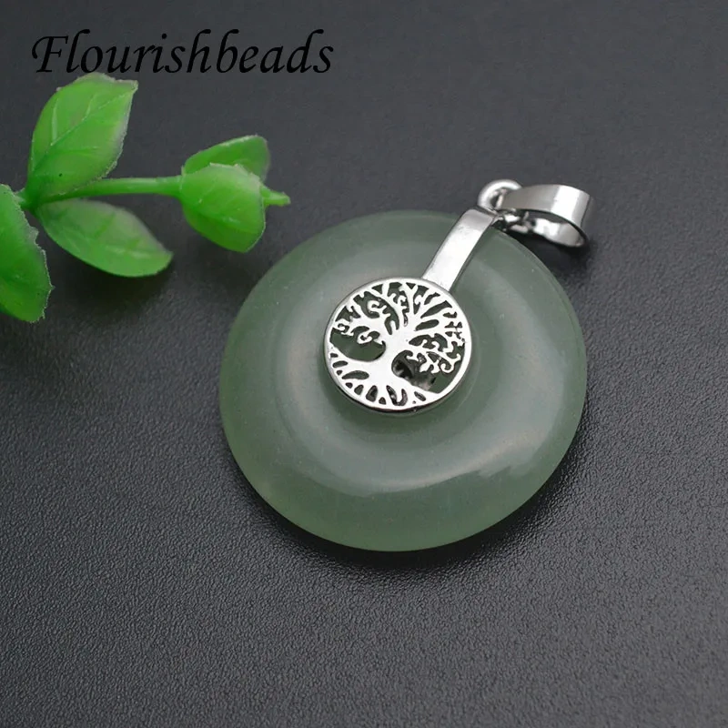 1-3pcs/lot Natural Stone Tree of Life Pendant Crystal Agate Charms Round Reiki Stone Energy Wisdom Trees DIY Necklace