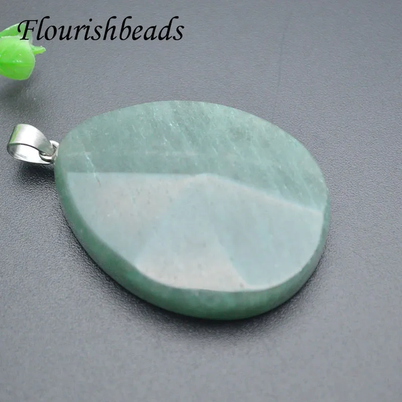 3pcs Natural Stone Green Aventurine White Crystal Quartz Pendant for DIY Jewelry Necklace Making