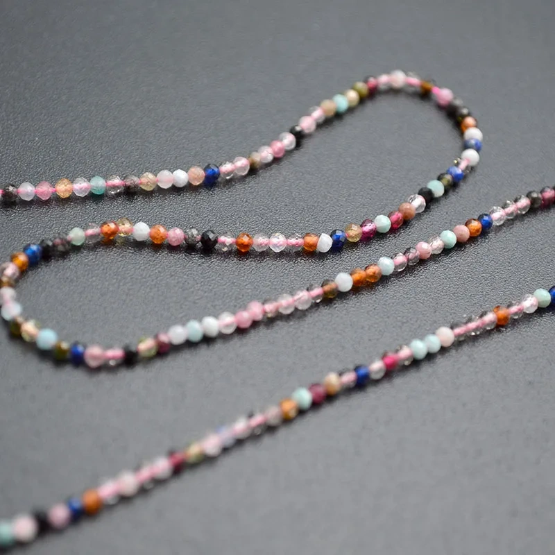 2mm Faceted Diamond Cutting Mix Natural Multi Stone Round Loose Beads for DIY Jewelry Making