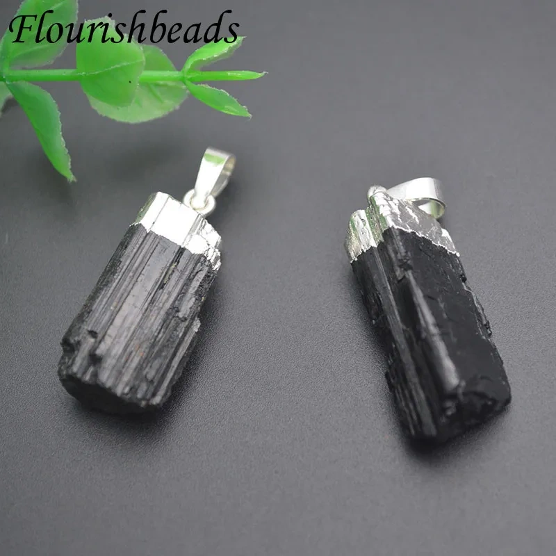 Wholesale 5pcs/lot  Irregular Raw Black Tourmaline Rough Pendant Necklace for Woman and Man Gift Fashion Jewelry