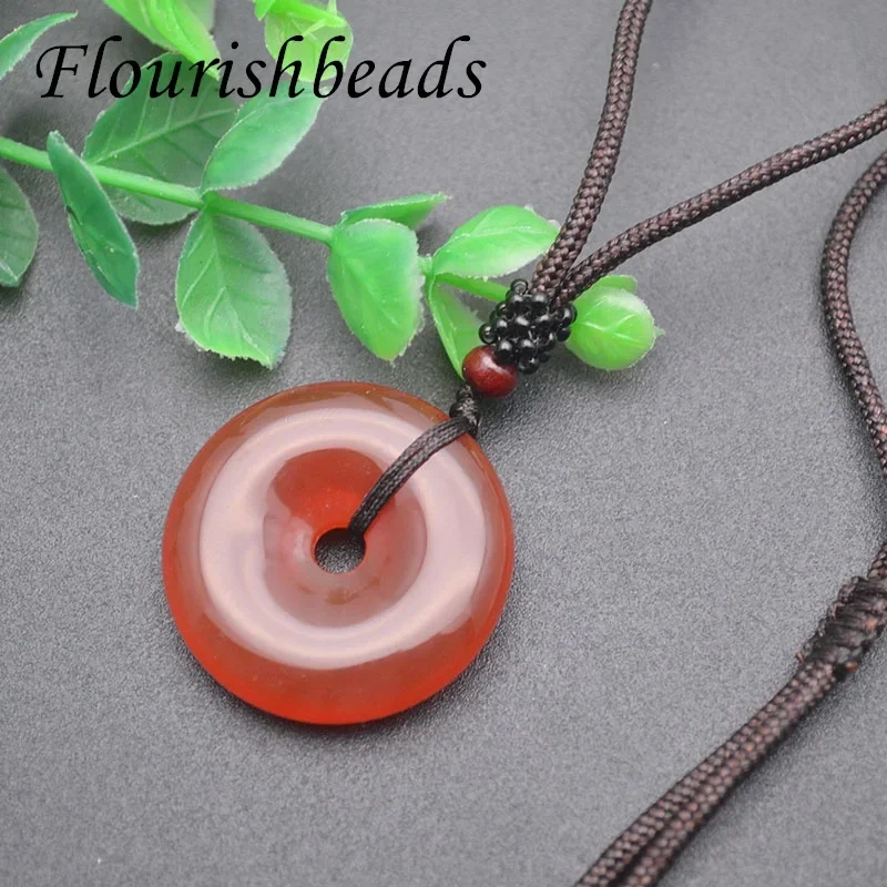 10pc Natural Stone Red Agate Carhelian Donut Shape Pendant Classic luck Jewelry for DIY neckalce Party Gift