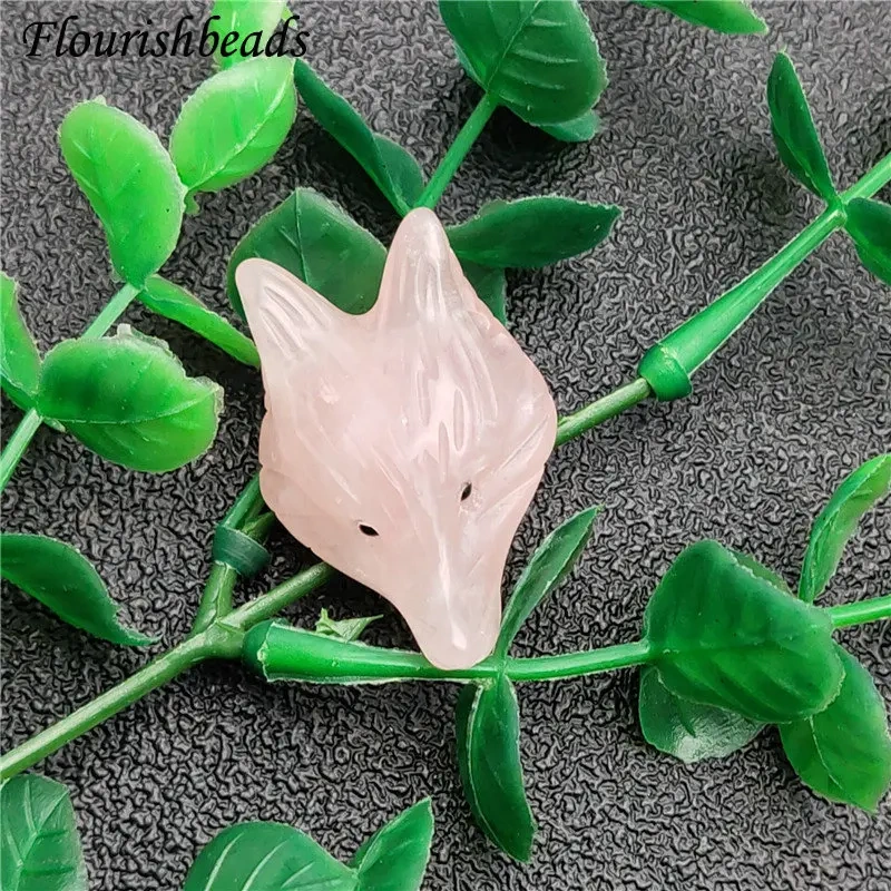 Cute Natural Rose Quartz Stone Carved Fox Pendant Fit Necklace Making Increase Luck with The Opposite Sex Jewelry