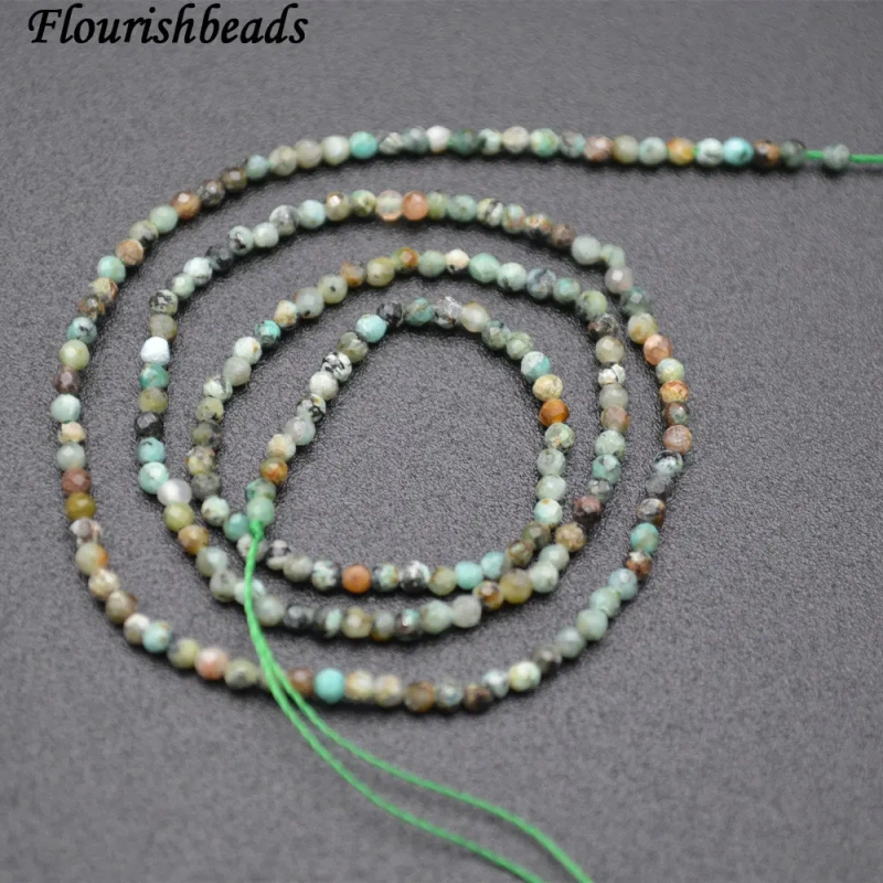 Wholesale Diamond Cutting Faceted 2mm Natural African Turquoise Stone Round Loose Beads