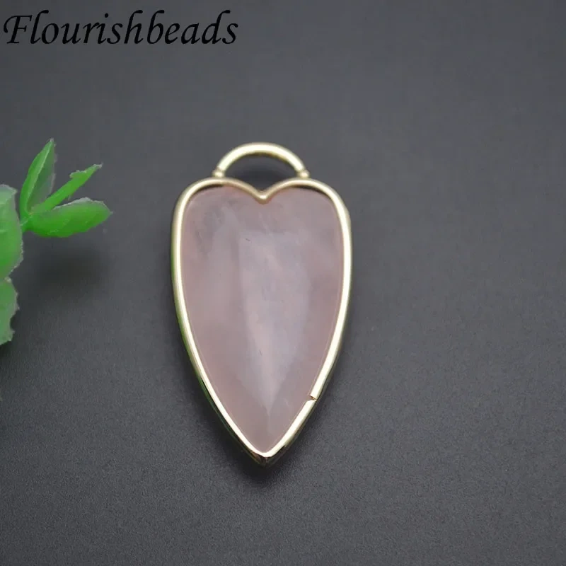 Natural Stone Crystal Rose Quartz Multicolor Love Heart Shape Amethyst Pendant Charms DIY Jewelry Necklace Accessories