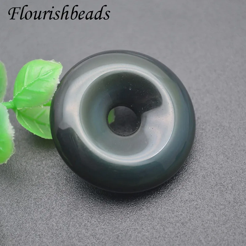 Natural Black Obsidian Gemstone Donut Shape Pendant for DIY Jewelry Making Necklace Classic Gift 5pcs/lot