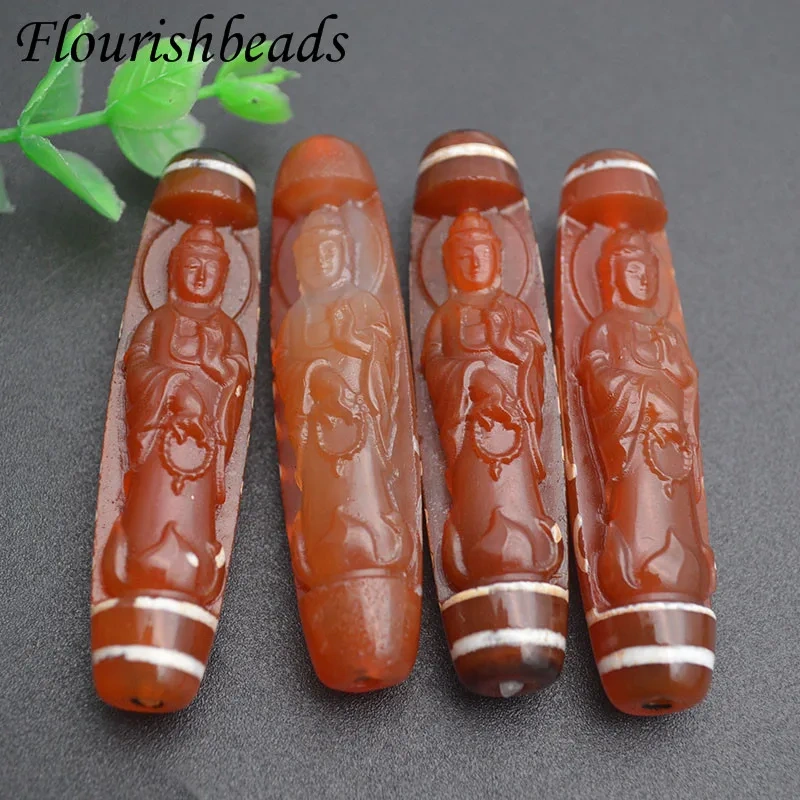 1-3pcs/lot Natural Agate Carved Guanyin Shape Vintage Pendant Tibetan Dzi Beads for DIY  Jewelry Prayer Necklace