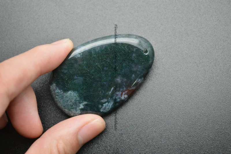 Natural Green Moss India Agate Stone Slab Pendant Fit Necklace Making Fashion Jewelrys