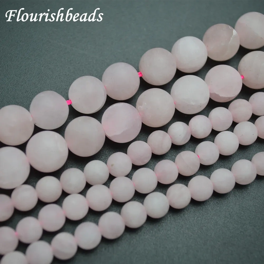 4mm~12mm High Quality Matte Natural Rose Quartz Dull Polished Stone Round Loose Beads DIY Jewelry Necklace Making Materials