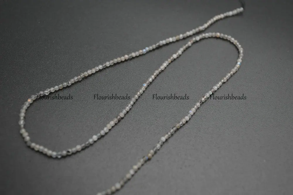 2mm Faceted Diamond Cutting Natural Labradorite Stone Round Loose Beads