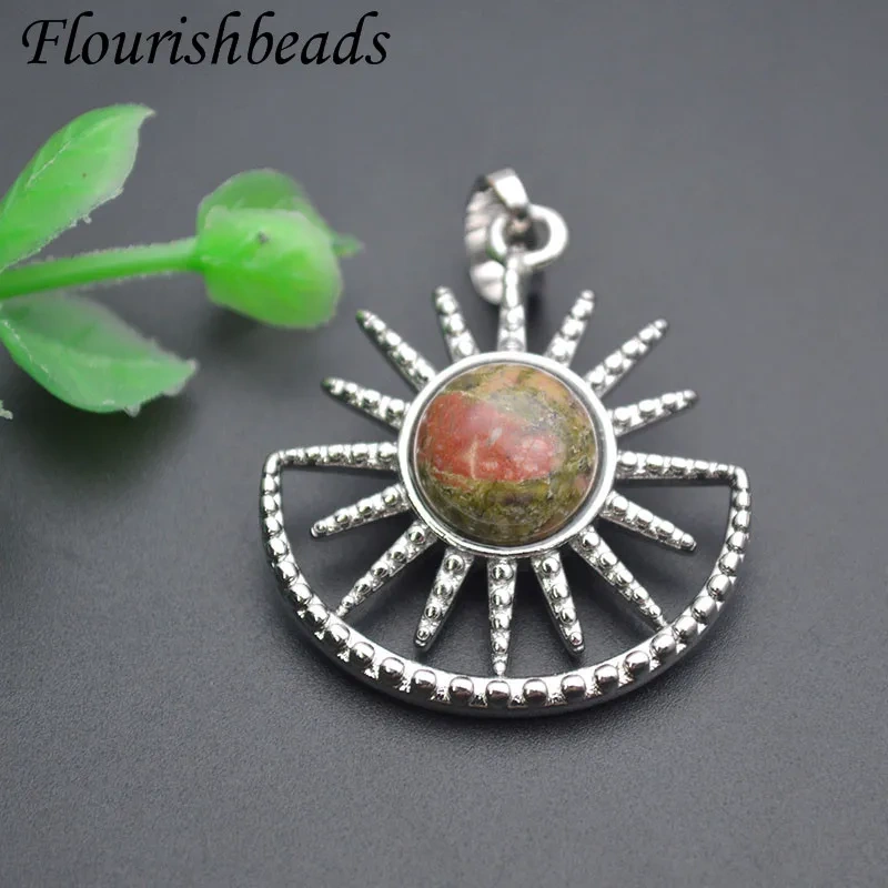 Vintage Devil Eye Natural Crystal Amethyst Rose Quartz Sun Pendant Men Women Creative Healing Jewelry Couple Necklace Pendant