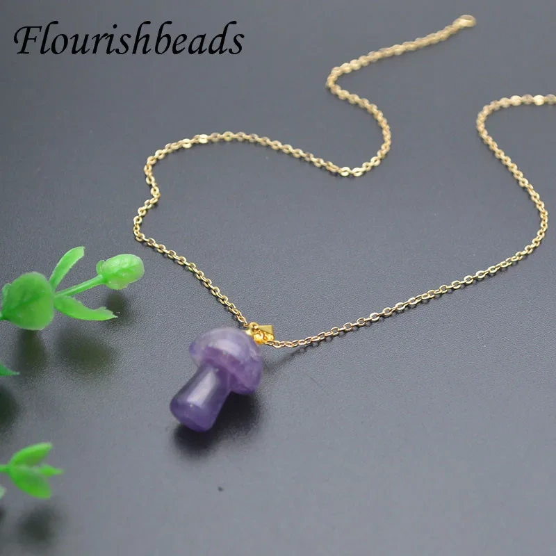 10pcs/lot Mix Natural Stone Quartz Crystal Amethyst Agates Mushroom Shape Pendant for DIY Jewelry Making Accessories