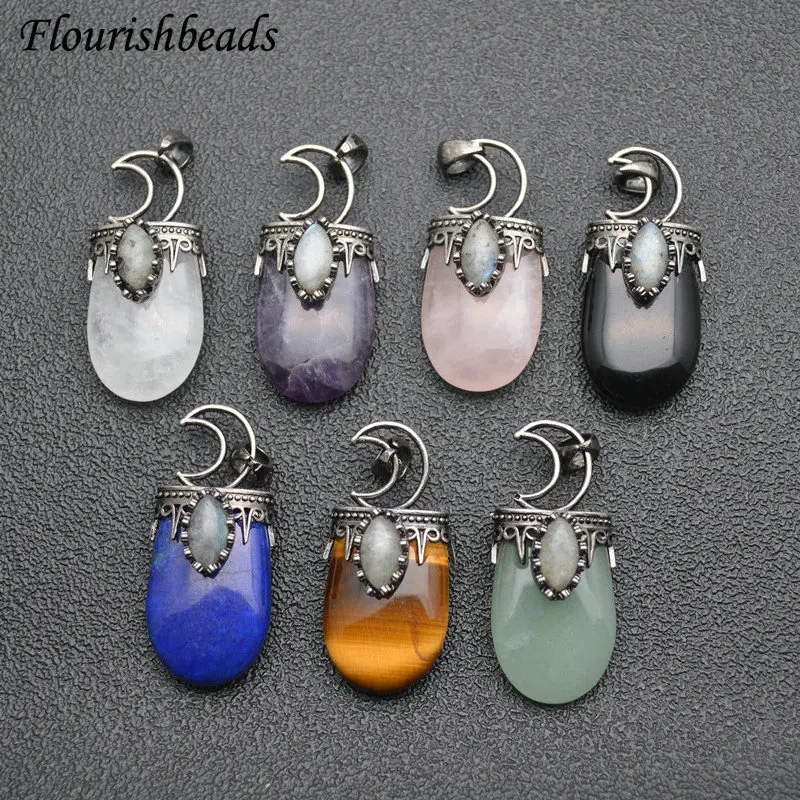 New Arrival Natural Gemstone Pendant Fit Necklace Vintage Jewelry DIY Stuff Tiger Eye / Lapis / Agate / Crystal / Labradorite