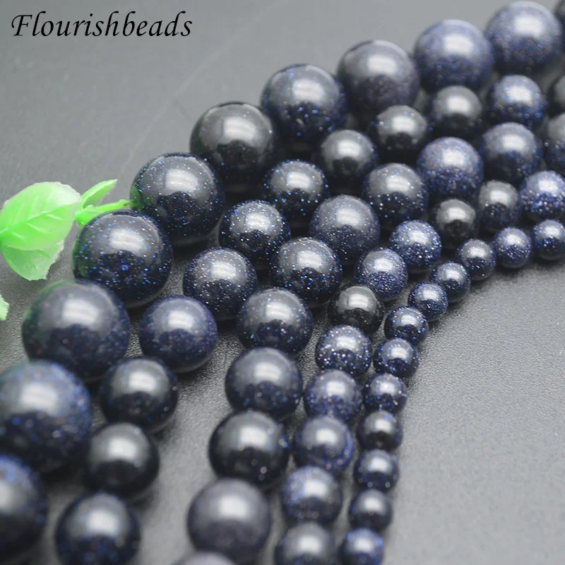 Wholesale Price High Quality Natural Blue Sandstone Round Loose Beads 4-14mm Pick Size for DIY Jewelry Making