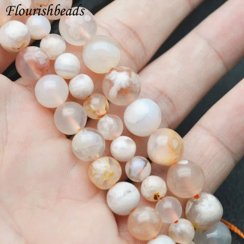 6mm 8mm 10mm Round Beads Natural Cherry Blossom Agate For Jewelry Making Supply Earrings Necklace Gemstone Loose Beads 5 Strands