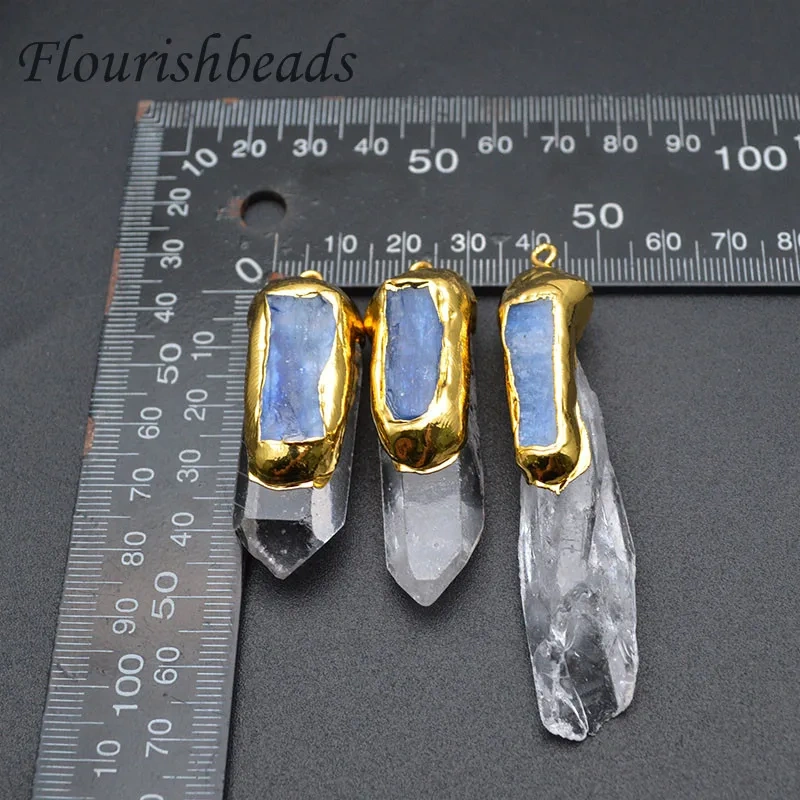 Gold Plating Anit-fade Natural Crystal Pillar White Stone Point Pendants