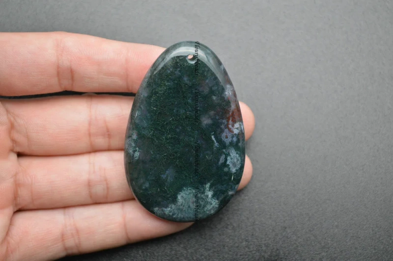 Natural Green Moss India Agate Stone Slab Pendant Fit Necklace Making Fashion Jewelrys